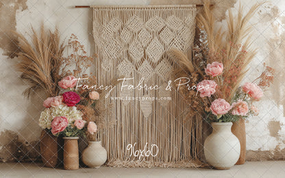 Boho Rose Tapestry - With Sweep Option