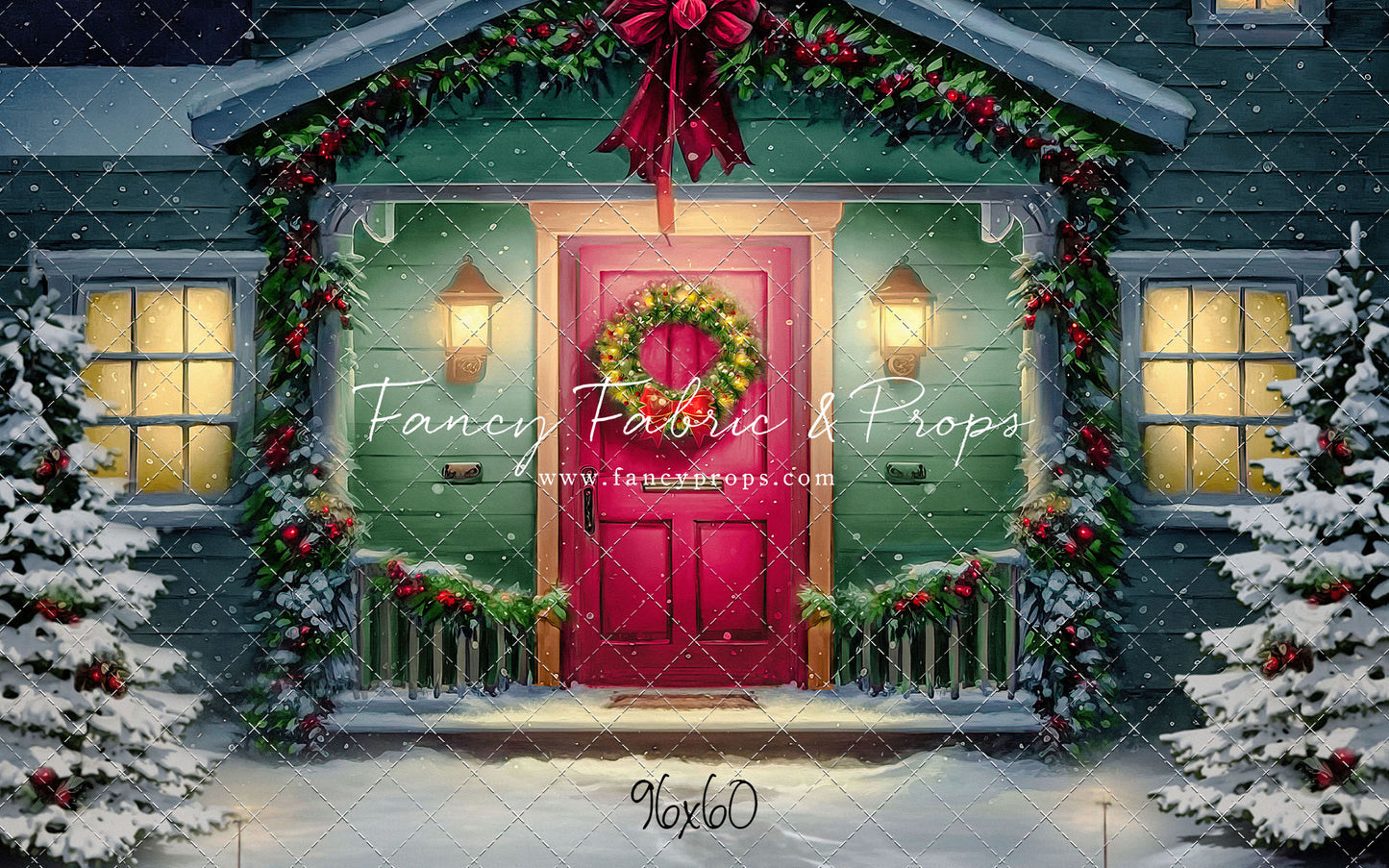 Magical Holiday Porch - Red Door - with Sweep Option