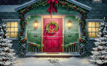 Magical Holiday Porch - Red Door - with Sweep Option