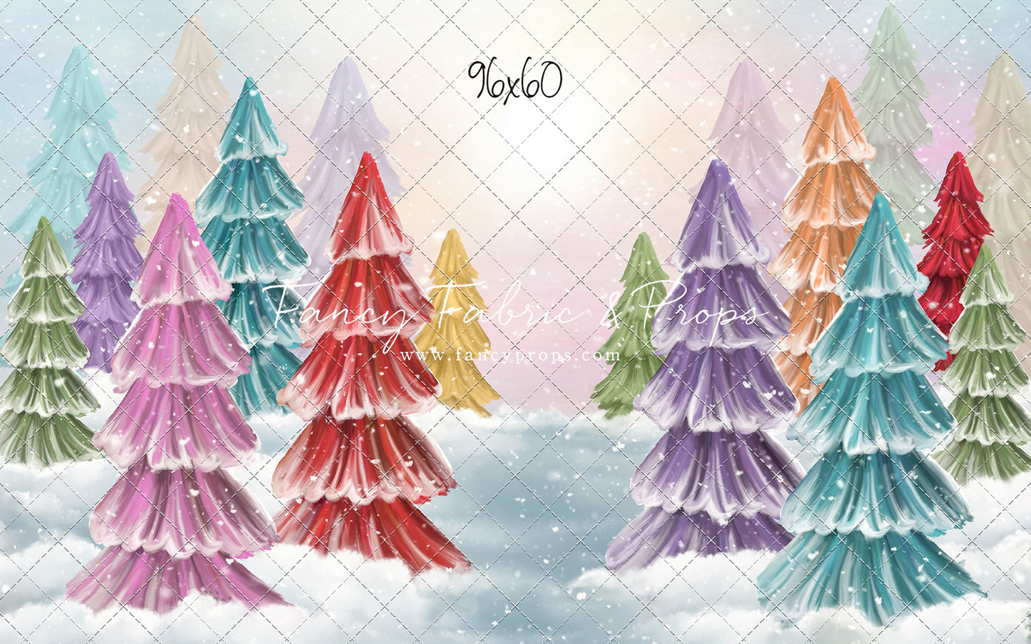 Magical Winter Rainbow Trees Pathway