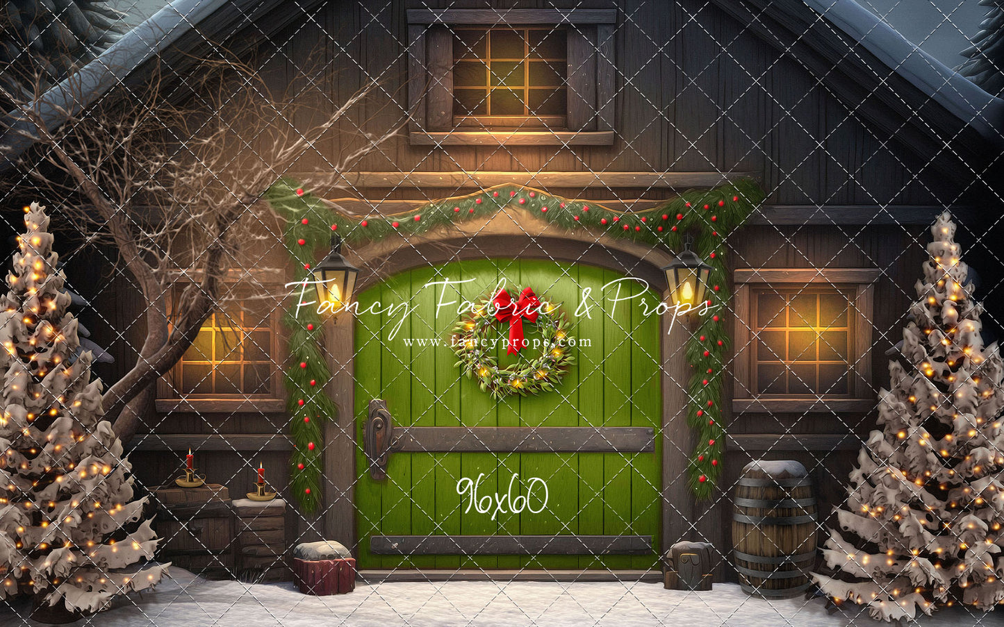 Merry Christmas Barn - Green Door - with Sweep Option