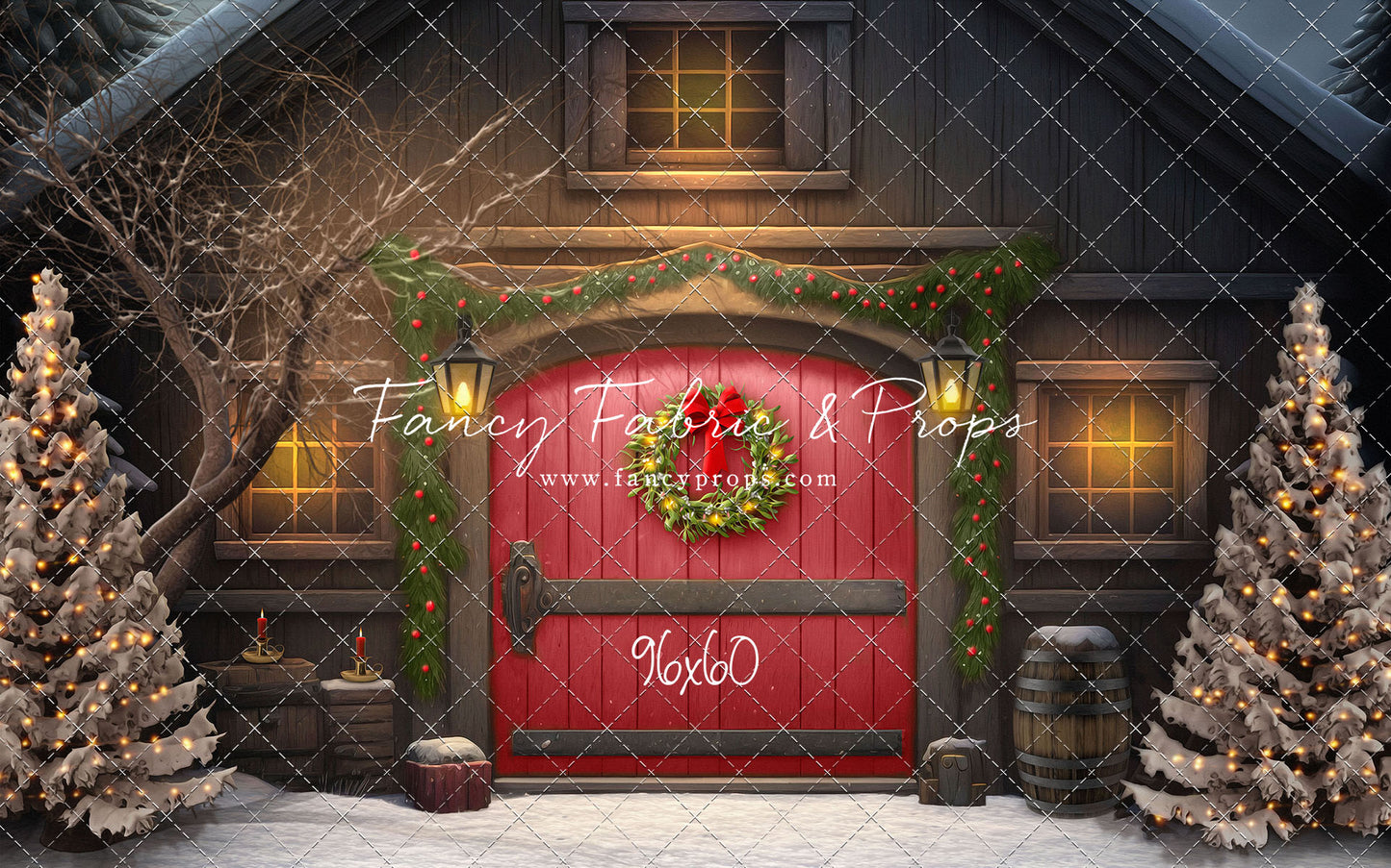 Merry Christmas Barn - Red Door - with Sweep Option