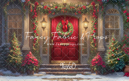 Merry Holiday Entry - Red Door - With Sweep Option