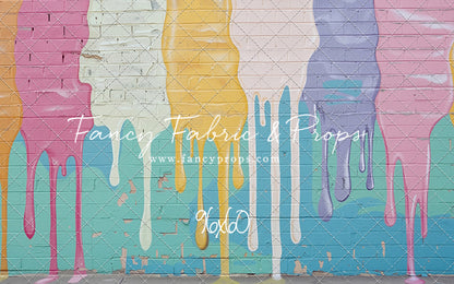 Pastel Paint Drip Wall - Painted Floor Option - With Sweep Option