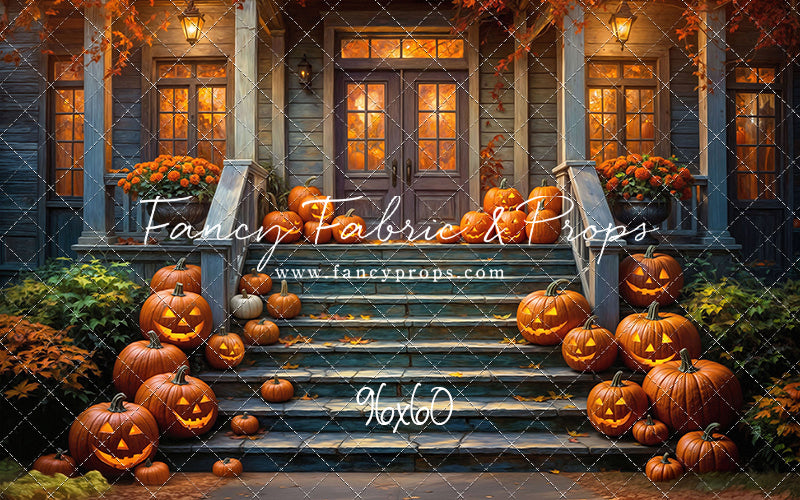 Pumpkin-Lit Porch  - With Sweep Option