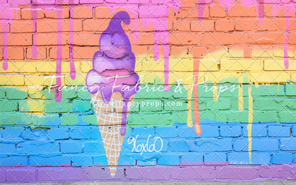 Rainbow Drip Ice Cream Wall - With Sweep Option