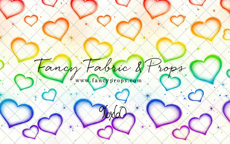 Rainbow Puffy Hearts - With Sweep Option