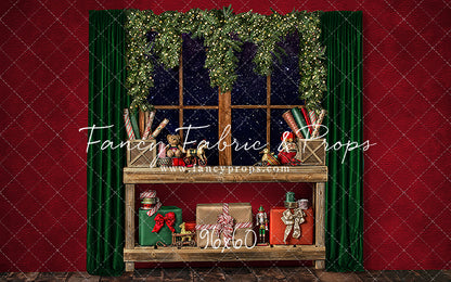 Red Wrapping Room Window