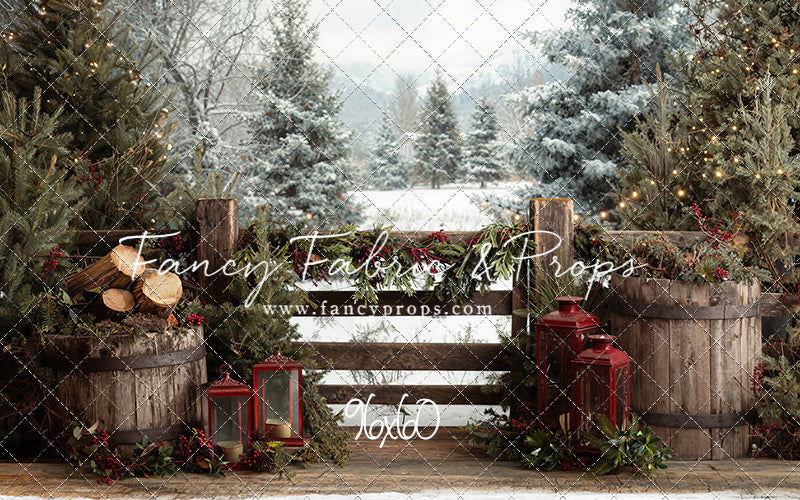 Rustic Wintertime Fence - with Sweep Option
