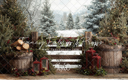 Rustic Wintertime Fence - with Sweep Option
