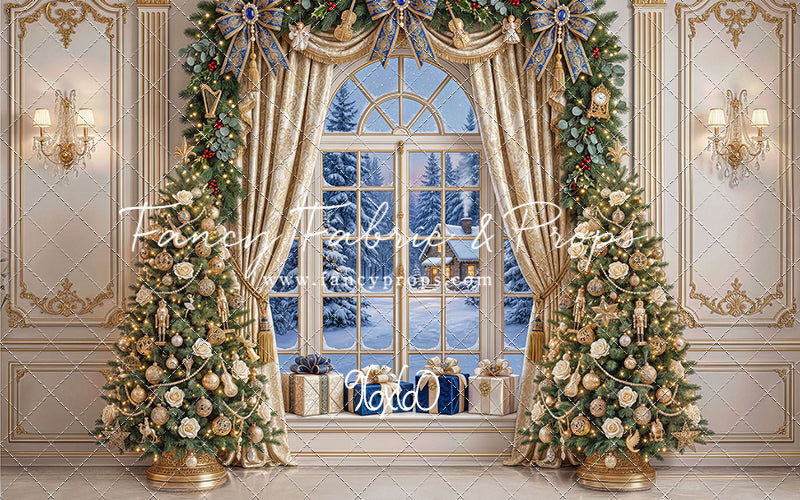 Sapphire & Gold Holiday Window - with Sweep Option