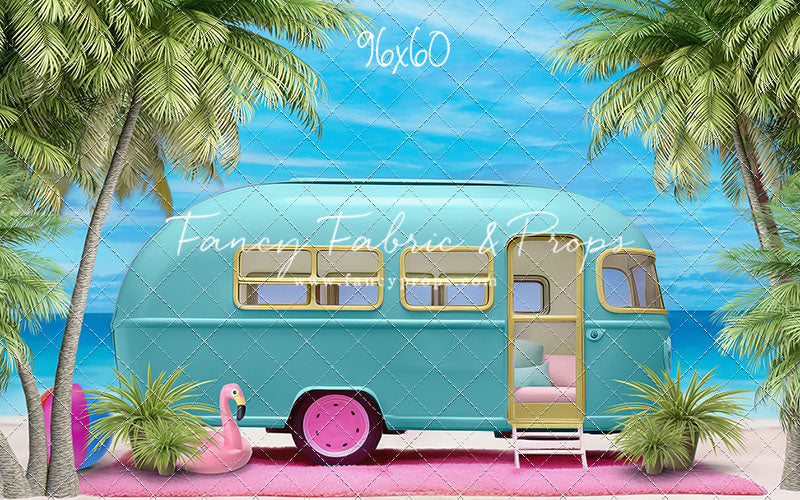 Road Trip Chic - Blue Camper - With Sweep Option