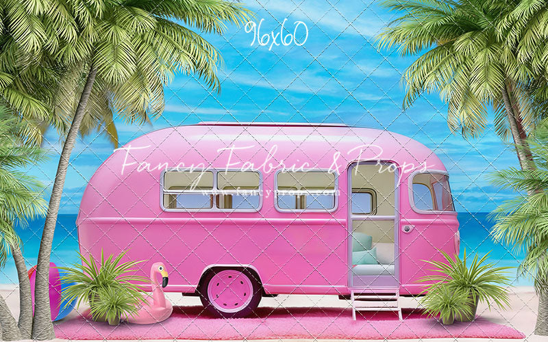 Road Trip Chic - Pink Camper - With Sweep Option