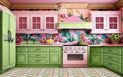 Tropical Kitchen - Lime & Pink - With Sweep Option