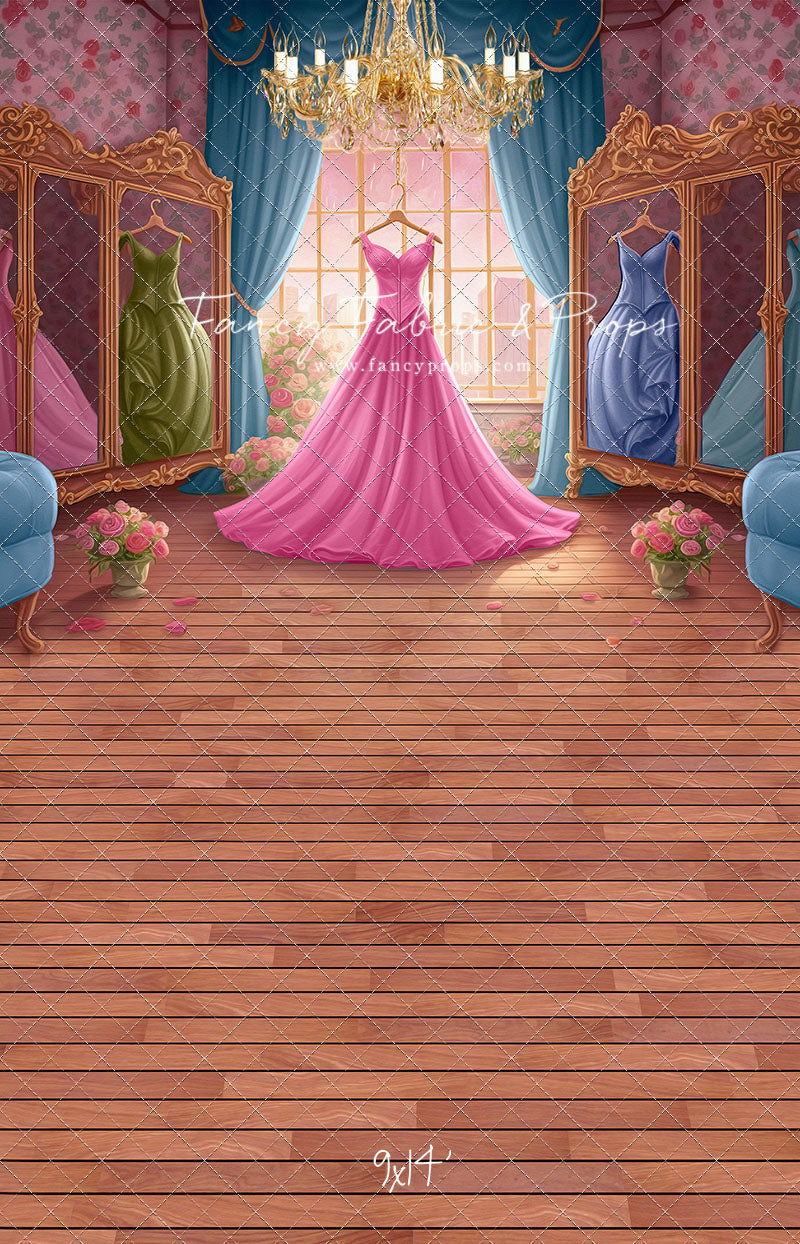 Dress Like A Princess - Pink Dress/Blue Curtains - With Sweep Option