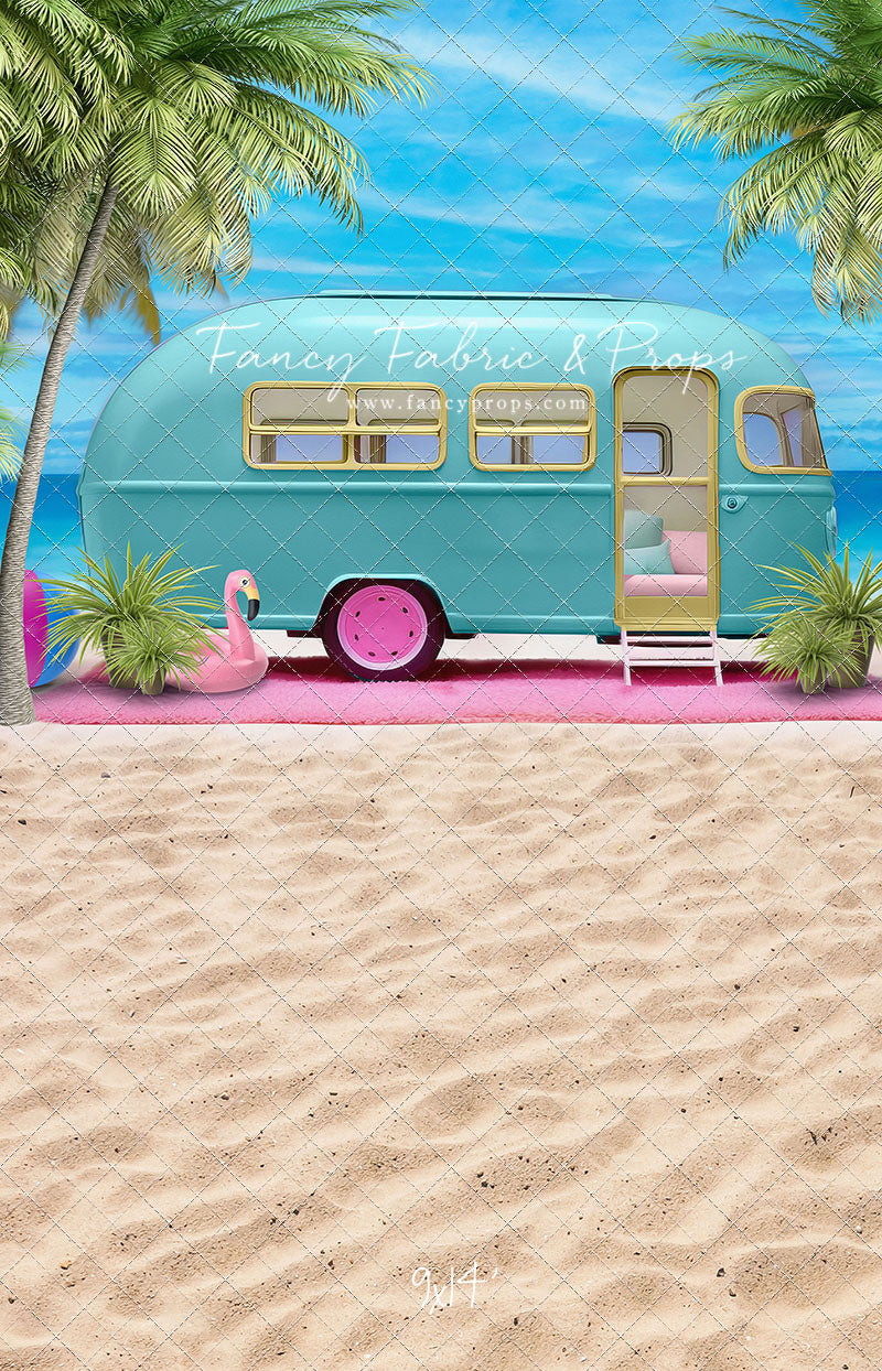 Road Trip Chic - Blue Camper - With Sweep Option