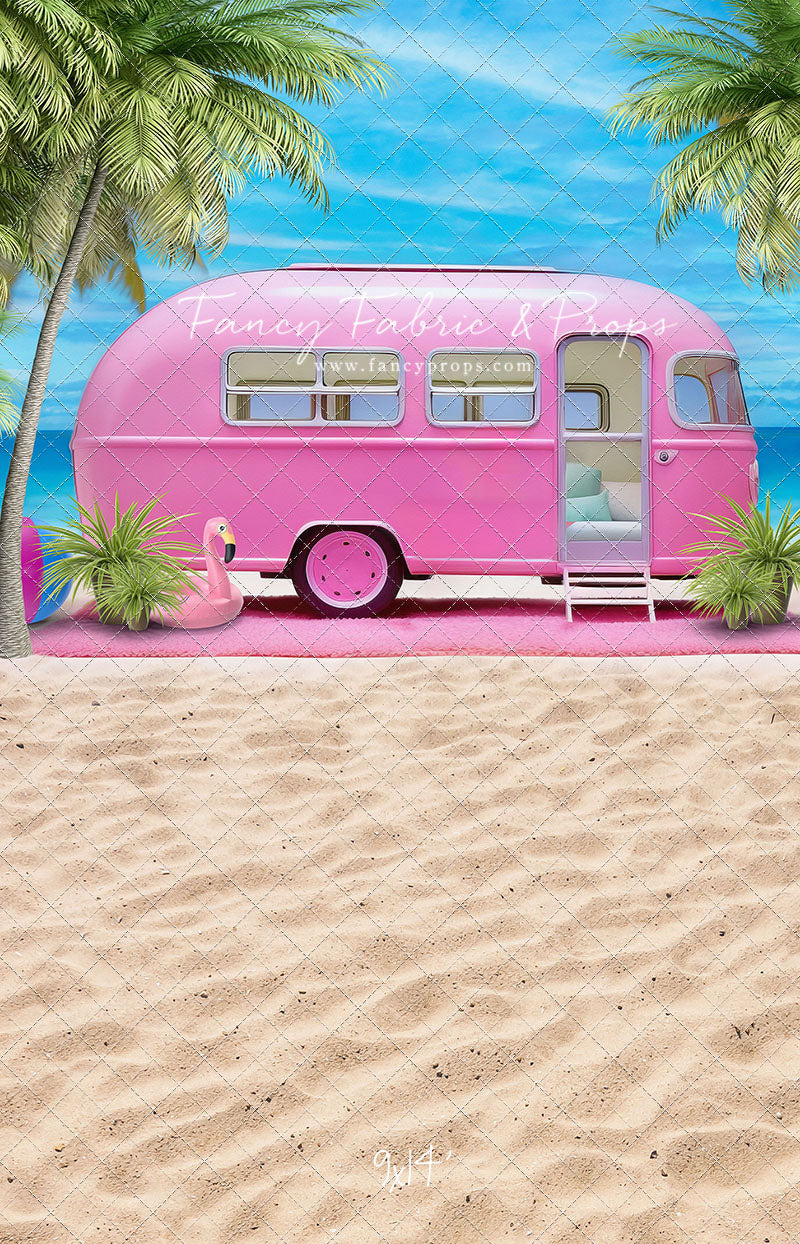 Road Trip Chic - Pink Camper - With Sweep Option