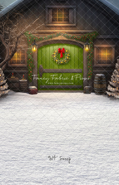 Merry Christmas Barn - Green Door - with Sweep Option