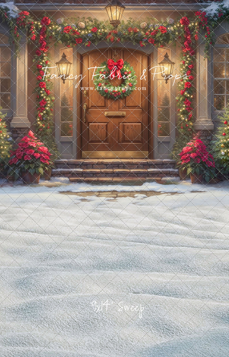 Merry Holiday Entry - Brown Door - With Sweep Option