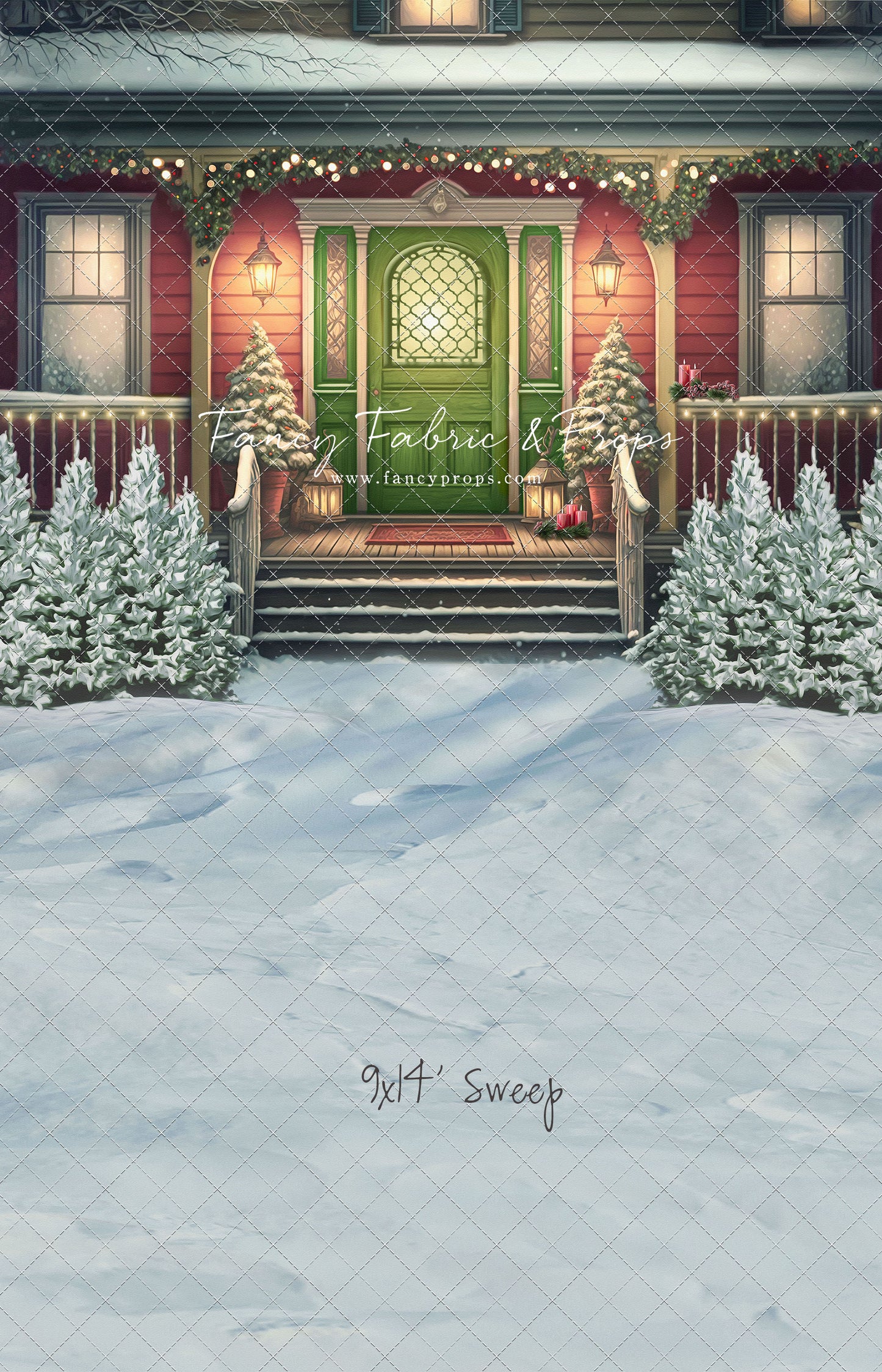 Merry Porch Greetings - Red House - with Sweep Option