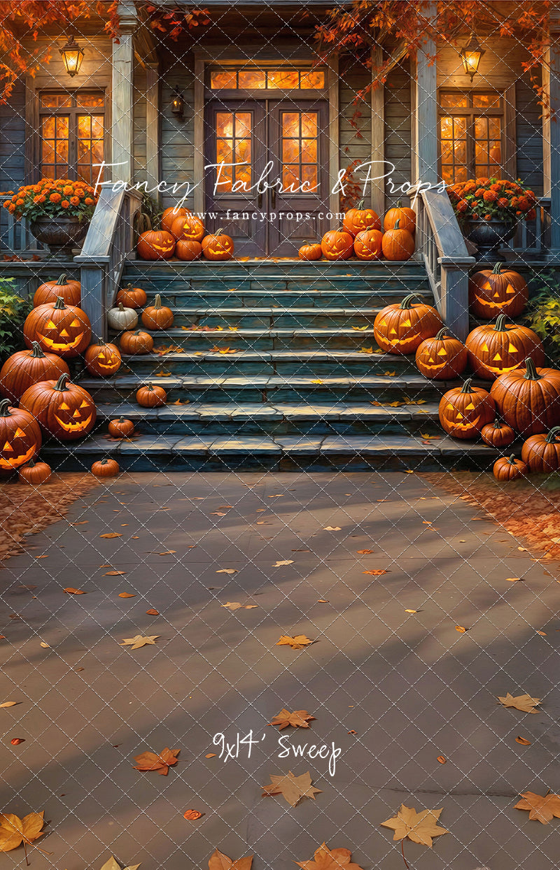 Pumpkin-Lit Porch  - With Sweep Option