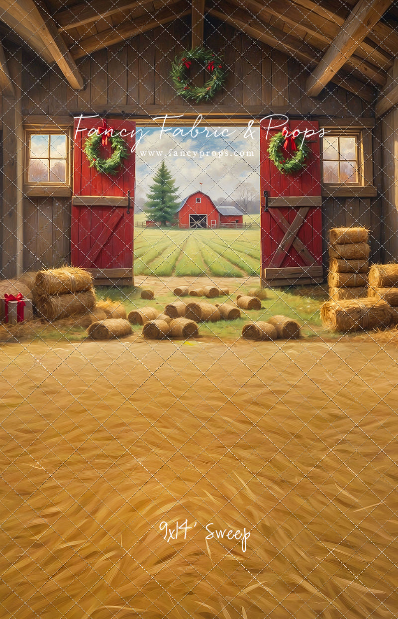 Red Barn Yuletide - Straw Floor - with Sweep Option