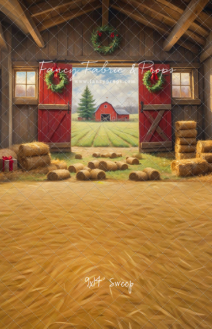 Red Barn Yuletide - Straw Floor - with Sweep Option