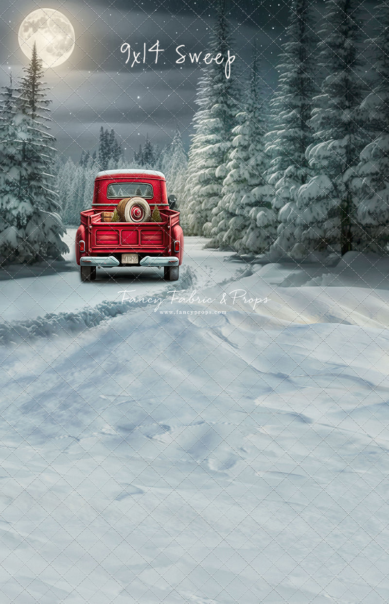 Snowy Moonlit Drive - No Lights - with Sweep Option