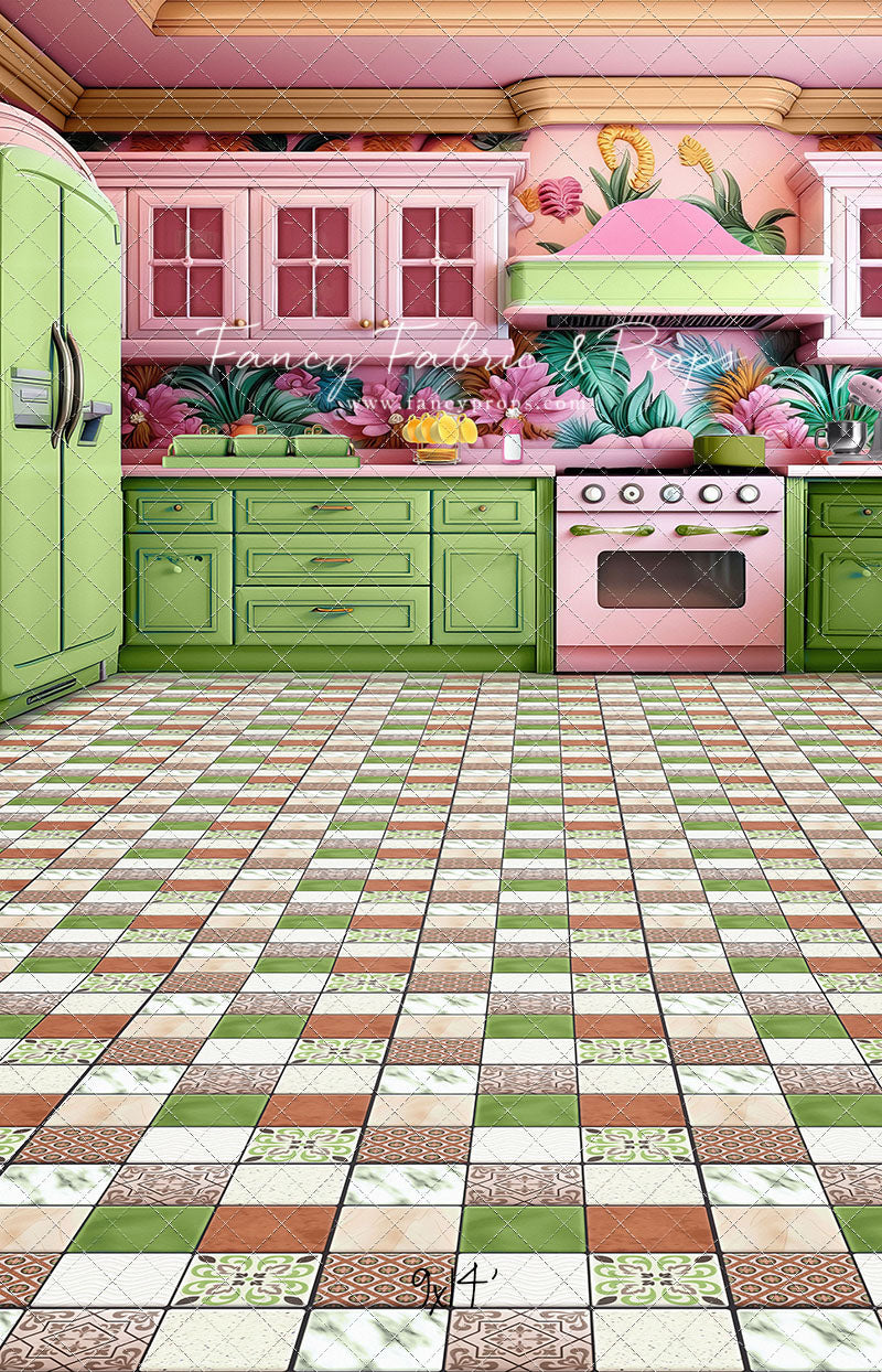 Tropical Kitchen - Lime & Pink - With Sweep Option