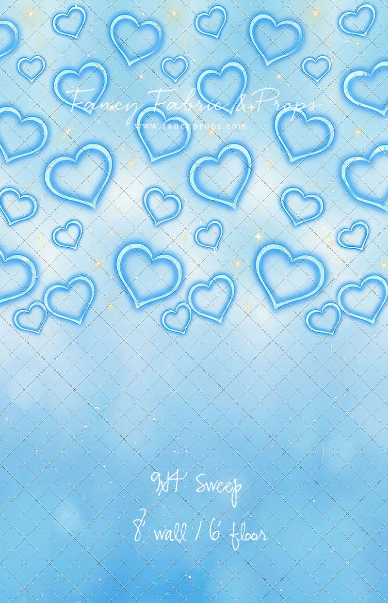 Blue Puffy Hearts - With Sweep Option