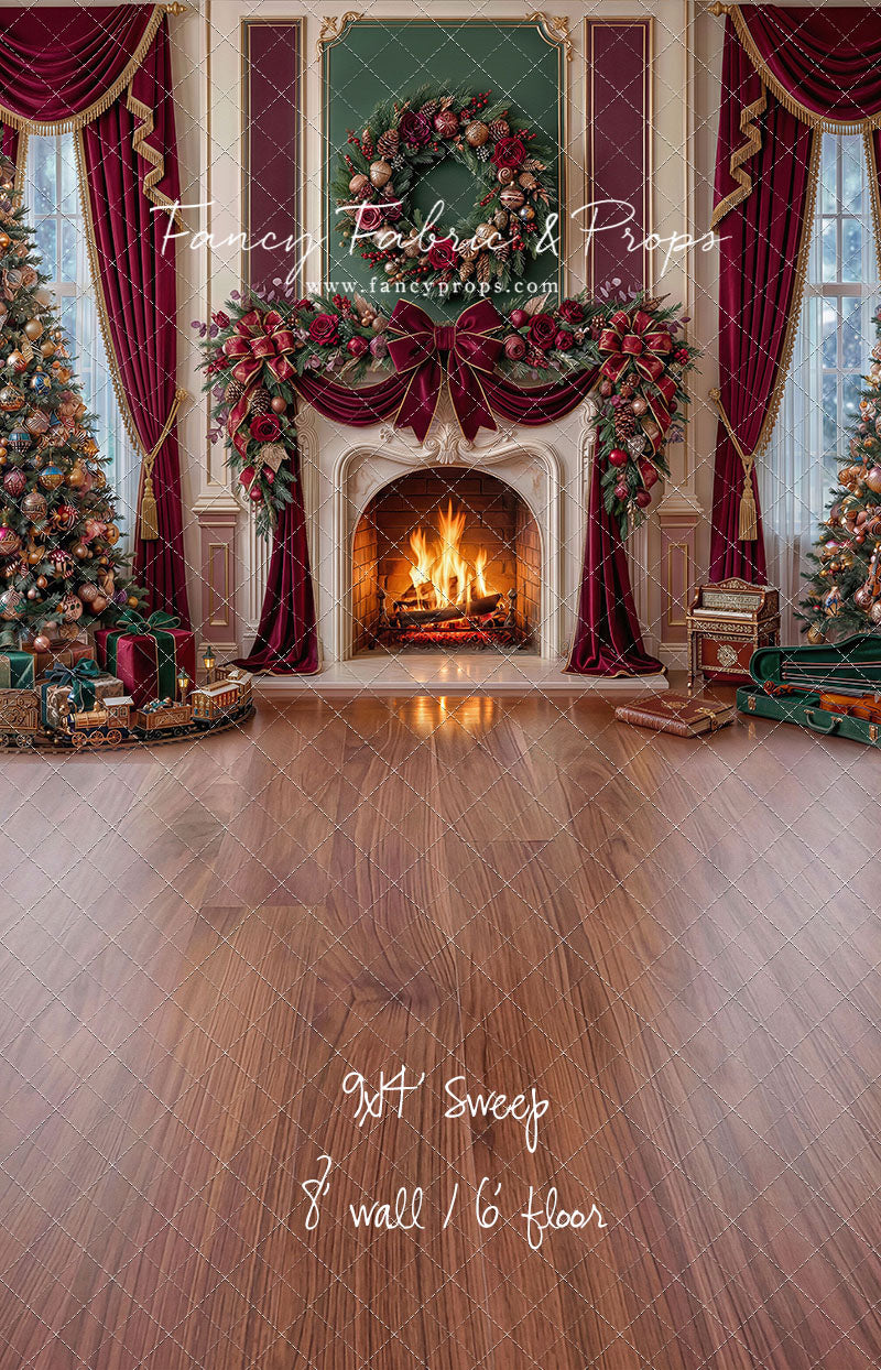Burgundy Christmas Manor - with Sweep Option