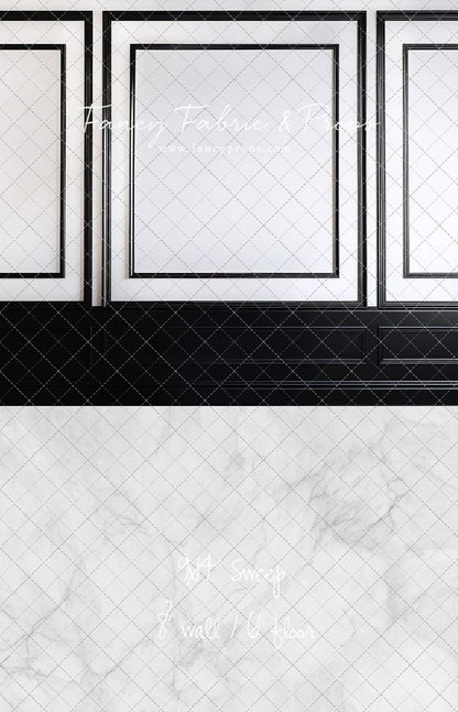 Classy Black & White Wainscoting - White Marble Floor - With Sweep Option