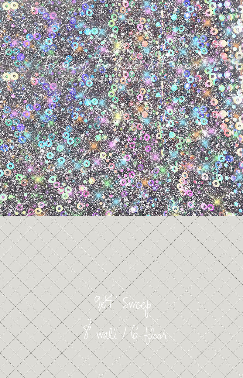 Cosmic Celebration - With Solid Beige Gray Floor Sweep Option