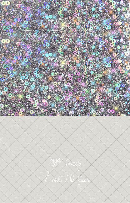 Cosmic Celebration - With Solid Beige Gray Floor Sweep Option