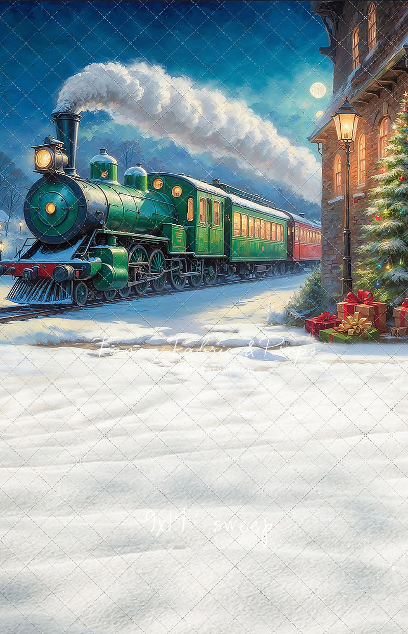 Festive Locomotive - Train on Left Option - With Sweep Option