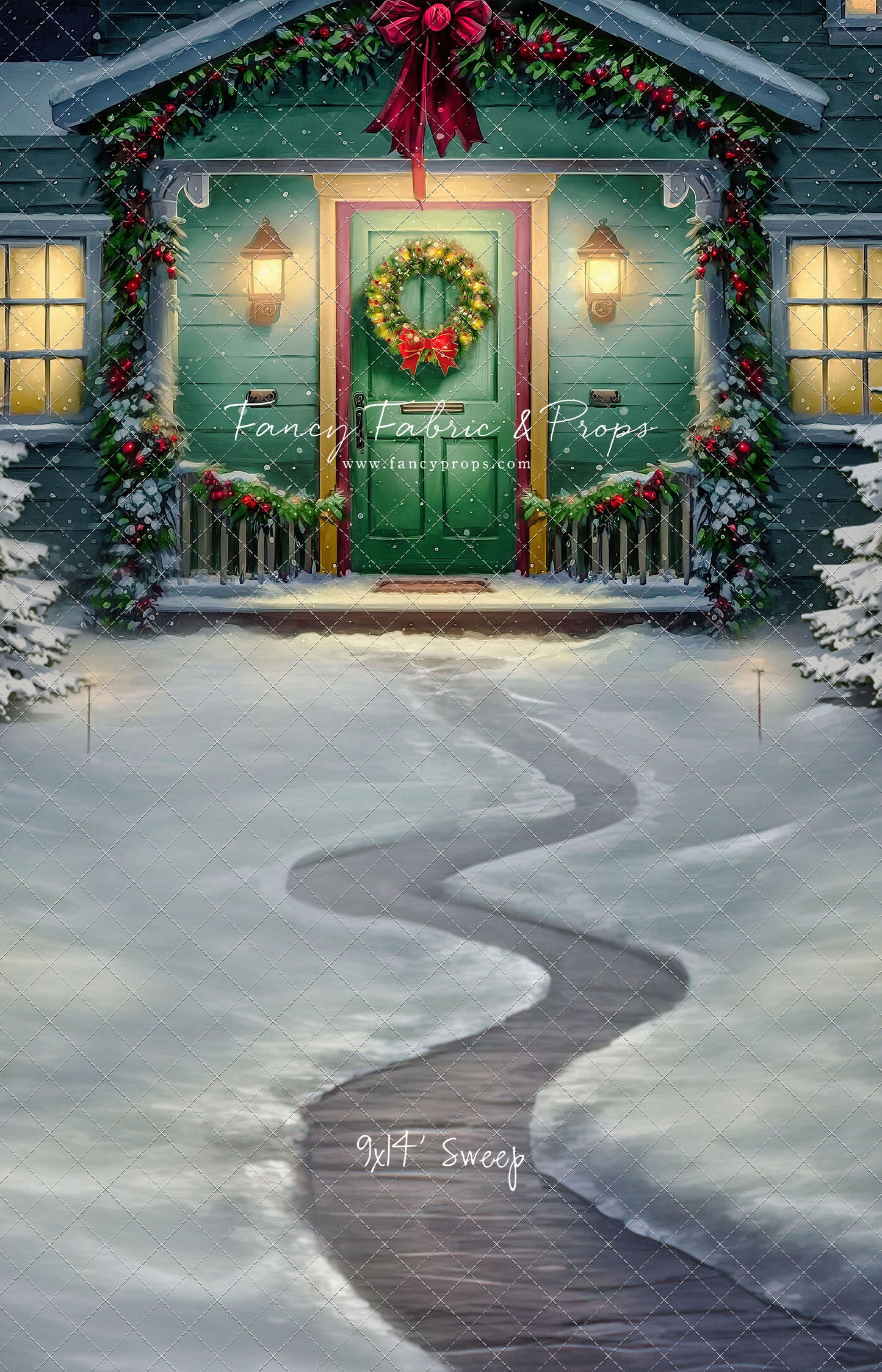 Magical Holiday Porch - Green Door - with Sweep Option