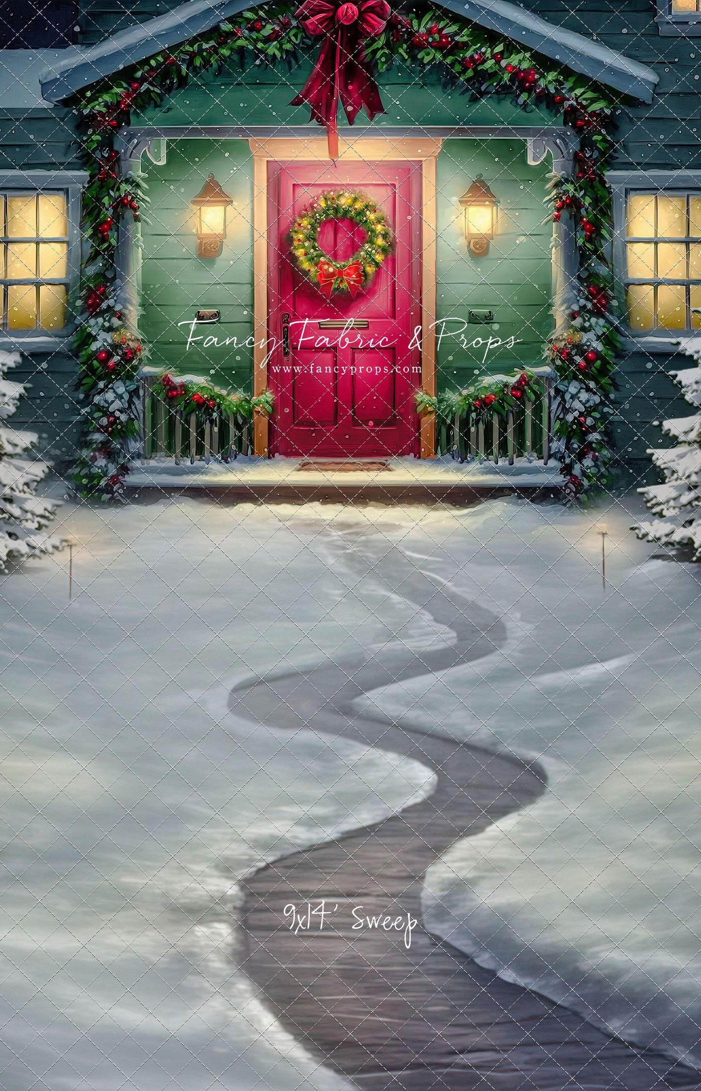 Magical Holiday Porch - Red Door - with Sweep Option