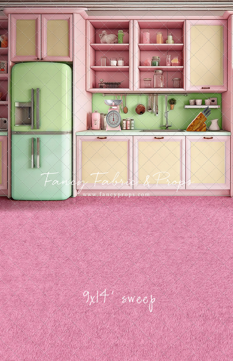 Midge's Kitchenette - Pink Floor Option - With Green Fridge Sweep Option