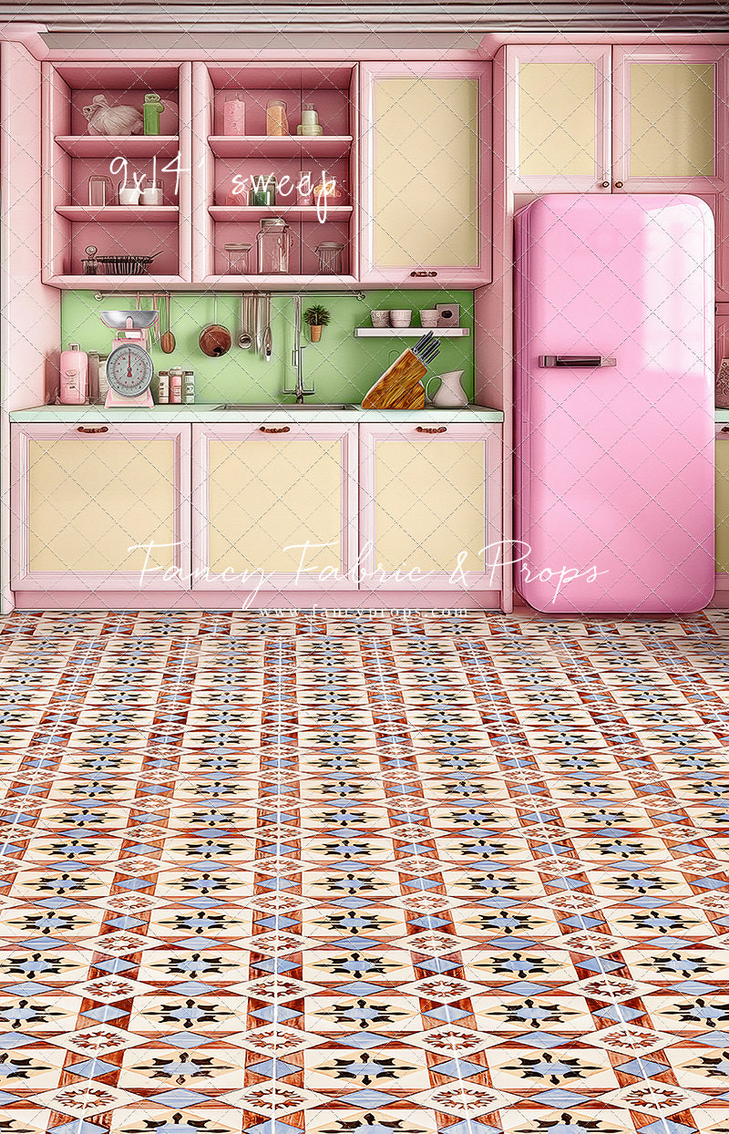 Midge's Kitchenette - Tile Floor Option - With Pink Fridge Sweep Option