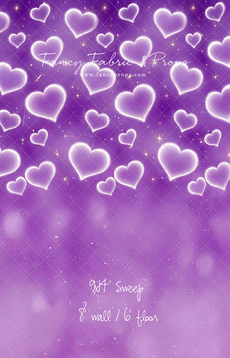 Purple Puffy Hearts - With Sweep Option