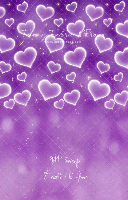 Purple Puffy Hearts - With Sweep Option