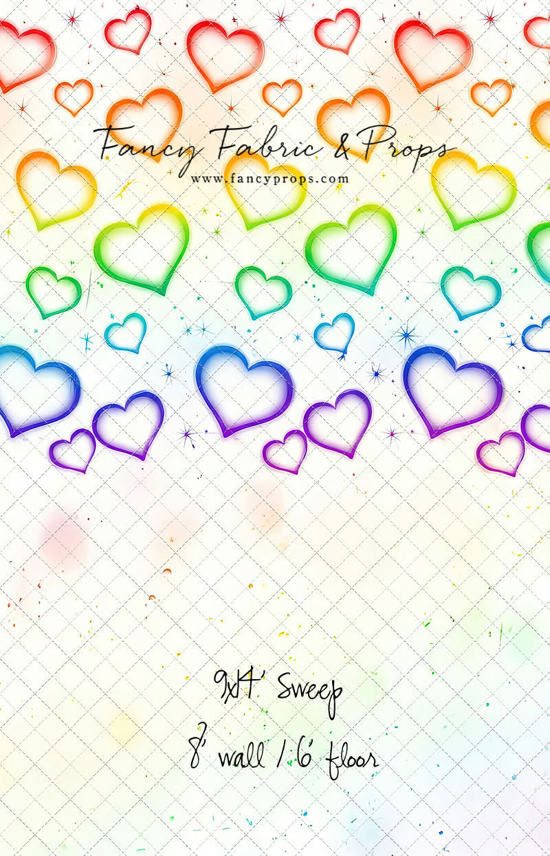 Rainbow Puffy Hearts - With Sweep Option