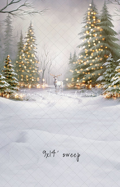 Snowy Trail Of Lights - With Deer - with Sweep Option