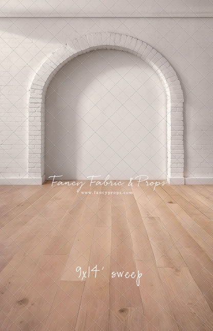 White Brick Alcove - Wood Floor - With Sweep Option