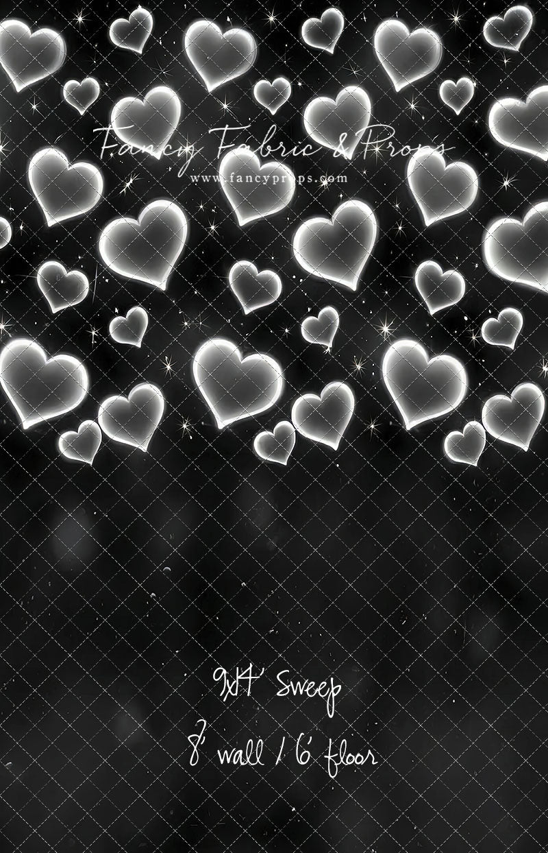 White Puffy Hearts - With Sweep Option