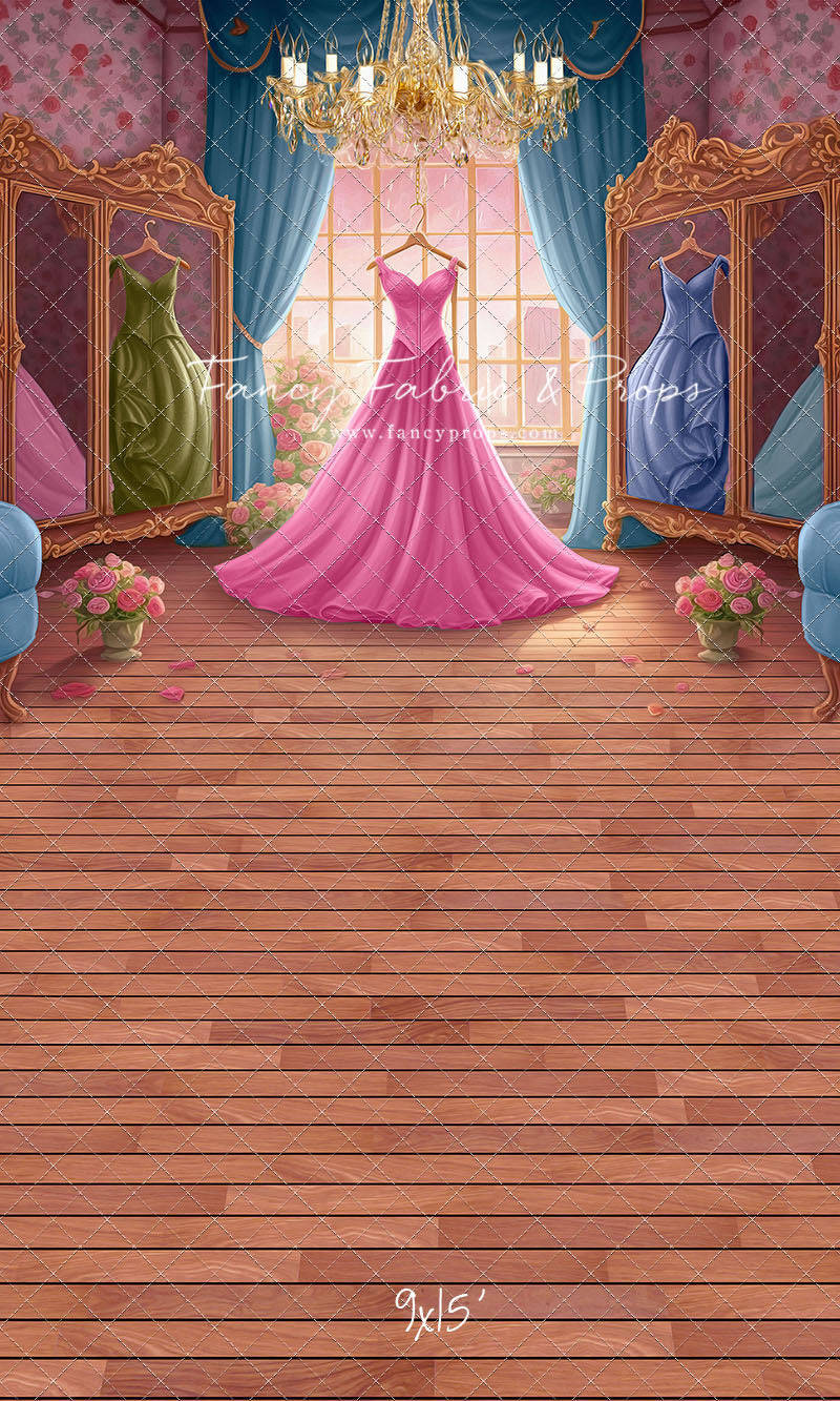 Dress Like A Princess - Pink Dress/Blue Curtains - With Sweep Option