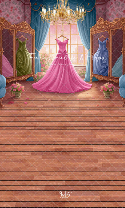 Dress Like A Princess - Pink Dress/Blue Curtains - With Sweep Option