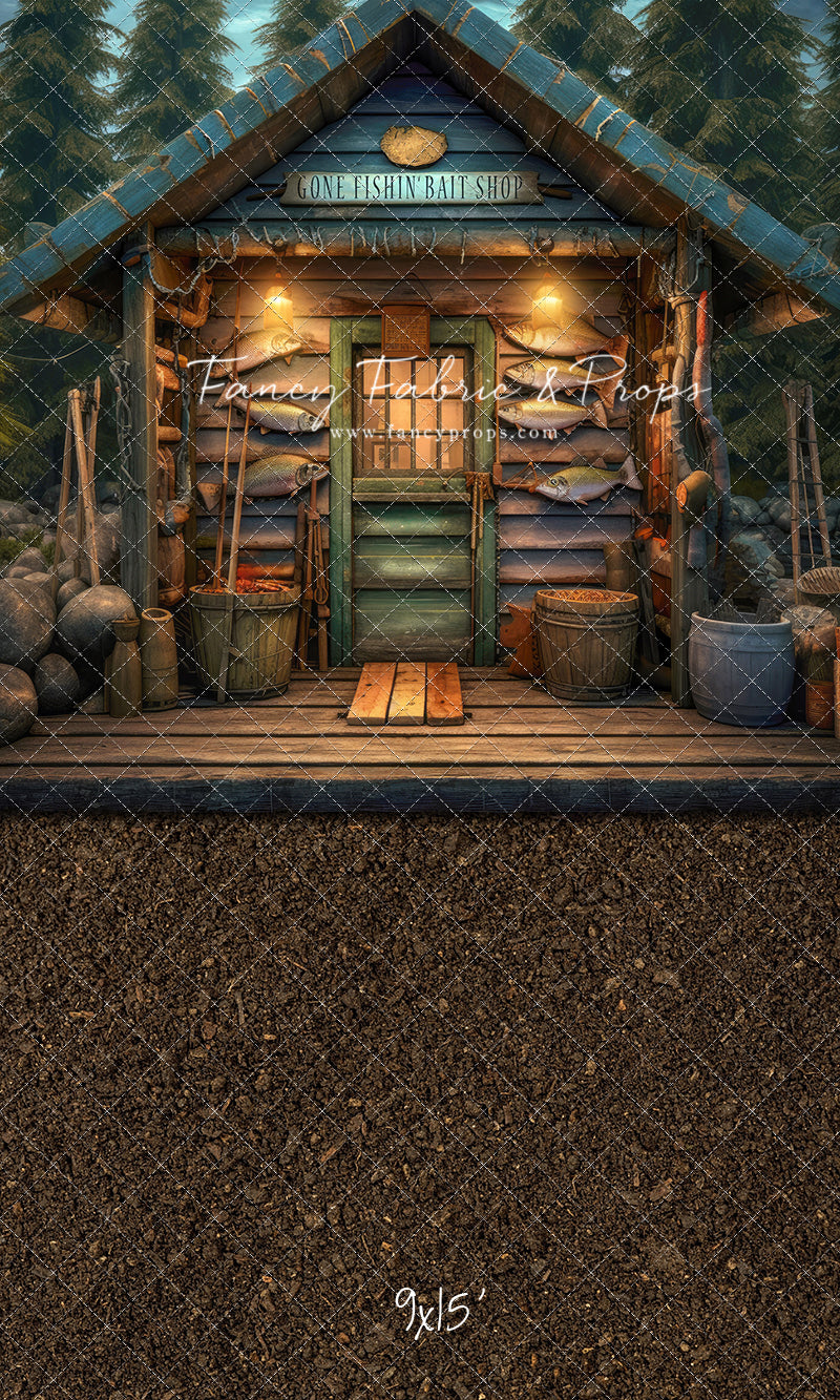 Gone Fishin Bait Shop- Dirt Floor Version - With Sweep Option
