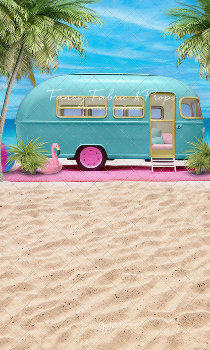 Road Trip Chic - Blue Camper - With Sweep Option