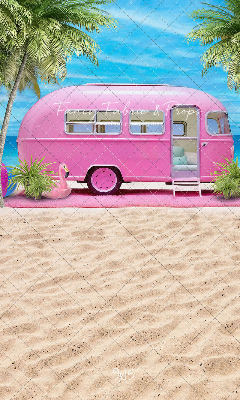 Road Trip Chic - Pink Camper - With Sweep Option